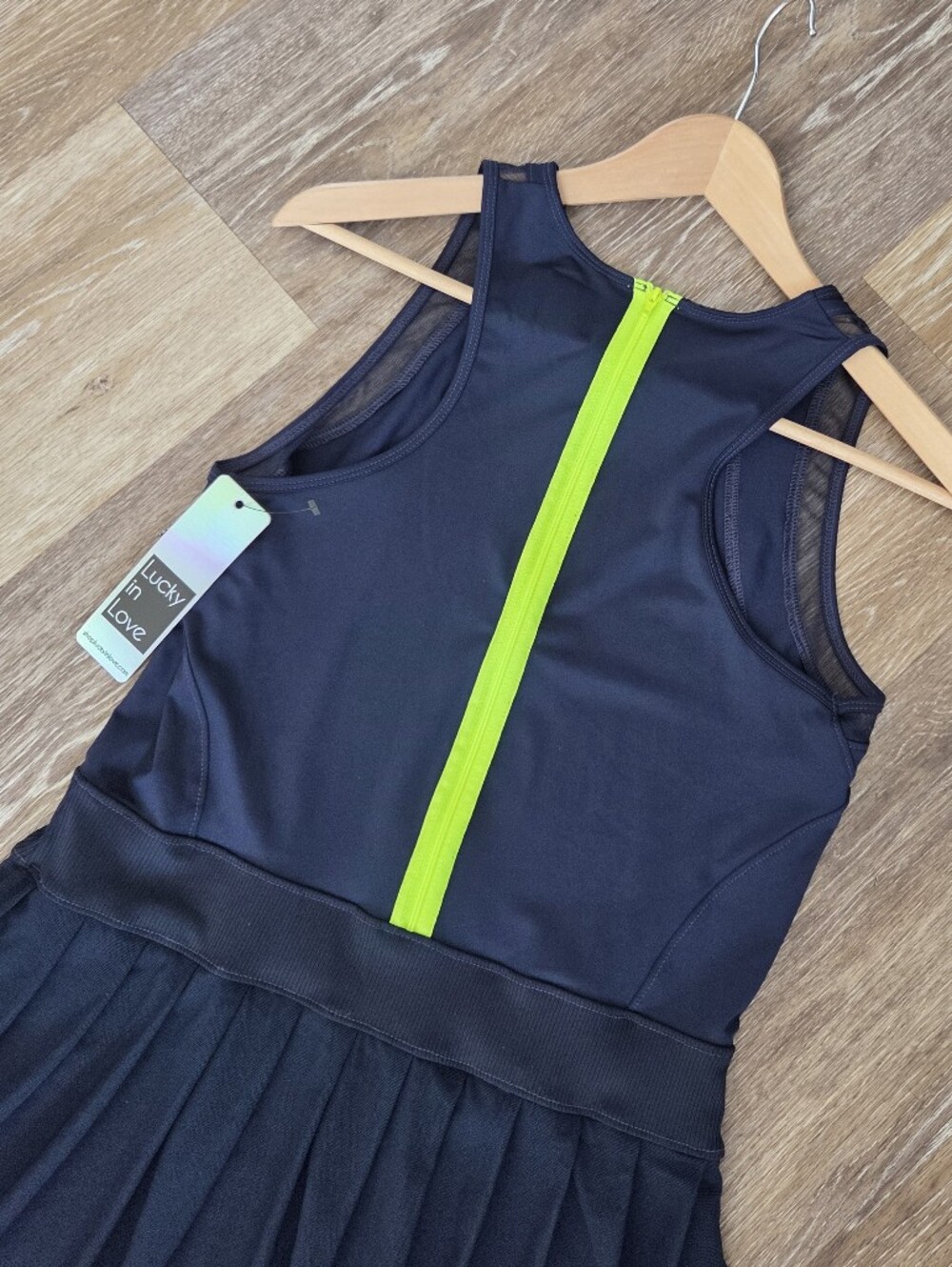 Lucky in Love Navy Blue Athletic Tennis Dress NWT Pleated Tennisprep Neon Zip-up - Picture 10 of 14